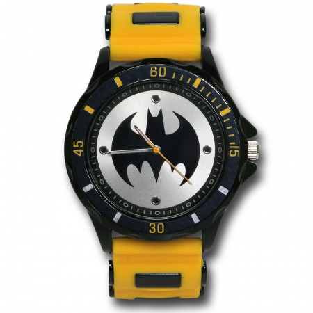 Batman Symbol Watch with Yellow Silicone Band
