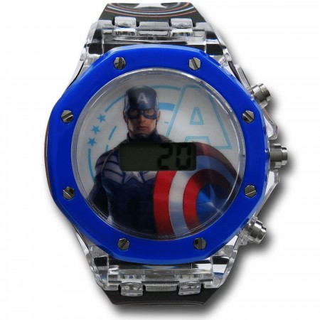 Captain America Light-Up Bezel Kids Watch