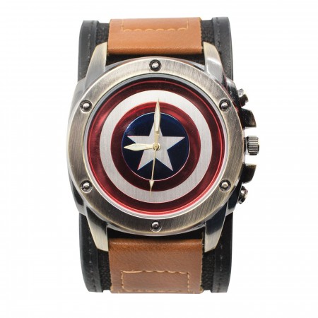 Captain America Shield Watch with Dual Fasten  Adjustable Strap