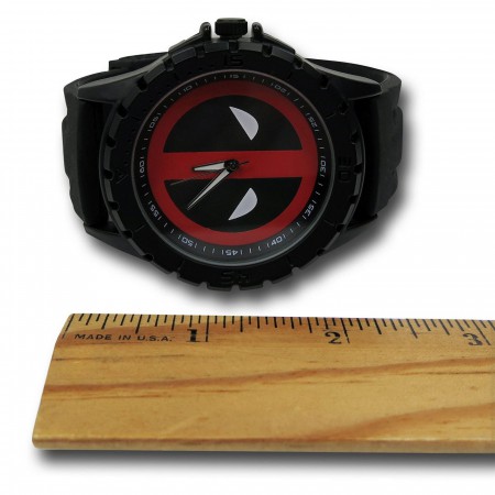 Deadpool Symbol Watch with Striped Silicone Band