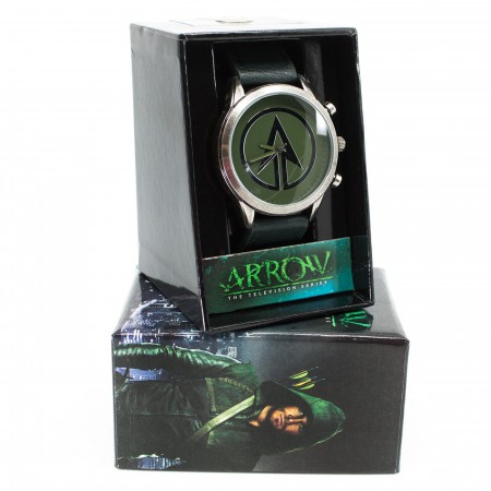 Green Arrow Symbol Watch with Adjustable Strap