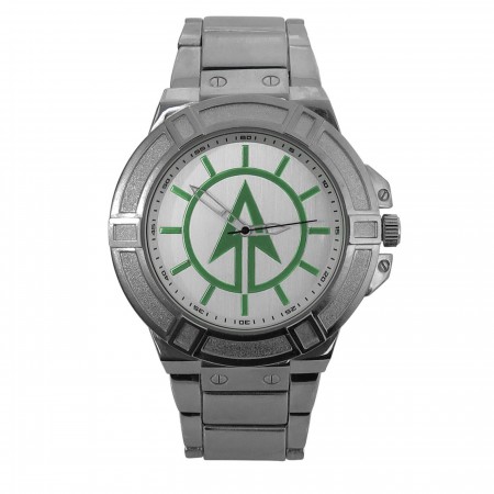 Green Arrow Symbol Watch with Metal Band