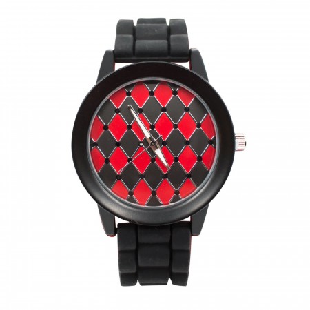 Harley Quinn Diamond Patter Watch with Rubber Band