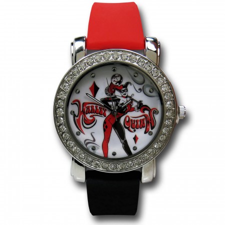 Harley Quinn Diamond Watch with Silicone Band