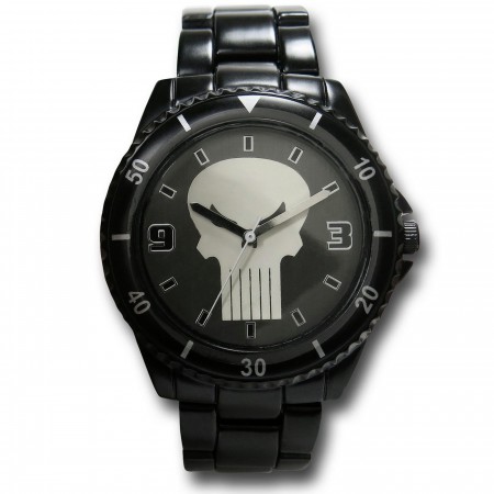 Punisher Symbol Black Watch with Metal Band
