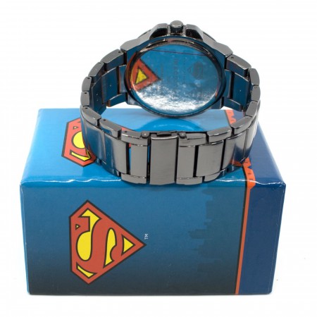 Superman Black Suit Costume Watch with Metal Band