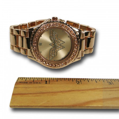 Wonder Woman Symbol Rose Gold Watch with Metal Band