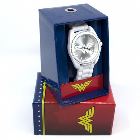 Wonder Woman Symbol Silver Watch with Rubber Band