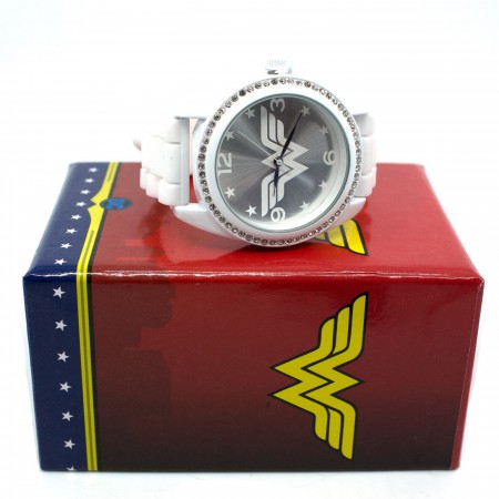 Wonder Woman Symbol Silver Watch with Rubber Band