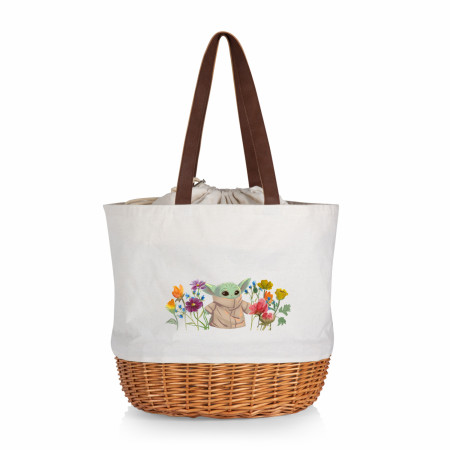 Mandalorian The Child Flowers Coronado Canvas and Willow Basket Tote