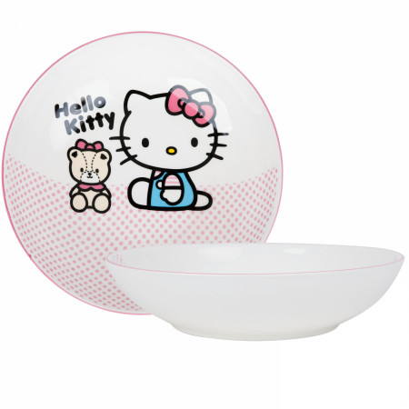 Hello Kitty and Teddy Bear Ceramic 9" Dinner Bowl