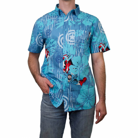 Captain America Hawaiian Print Button Down Shirt
