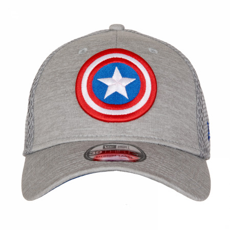Captain America Symbol Grey Shadow Tech New Era 39Thirty Fitted Hat
