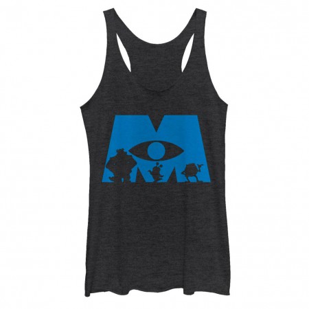 Disney Pixar Monsters Inc University Simple Silhouette Logo Black Juniors Racerb