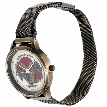 Marvel Comics Iron Man Floral Watch with Metal Band