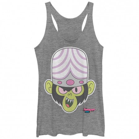 Power Puff Girls Mojo Jojo Grin Gray Juniors Racerback Tank Top