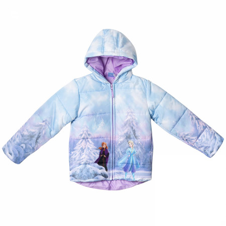 Frozen Elsa and Anna In Winter Toddler Girl's Puffy Jacket Coat