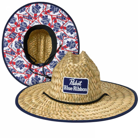 Pabst Blue Ribbon Lifeguard Hat With Repeating Label Under Brim