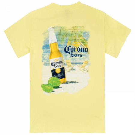 Corona Extra Beach Scene Yellow Tee Shirt