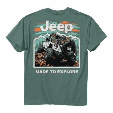 Jeep Made to Explore Front and Back Print Pigment Dyed T-Shirt