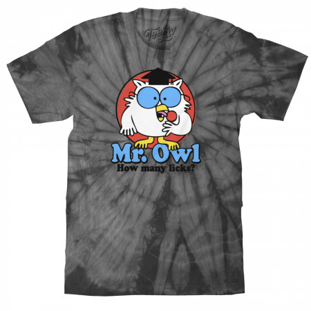 Tootsie Roll Mr. Owl How Many Licks Grey Tie Dye T-Shirt