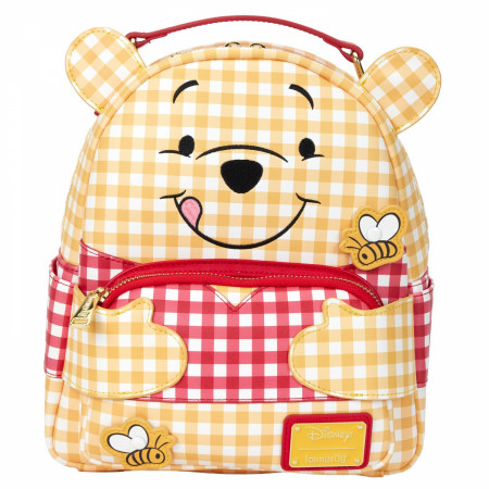 Disney Winnie the Pooh Character Face and Tummy Gingham Mini Backpack