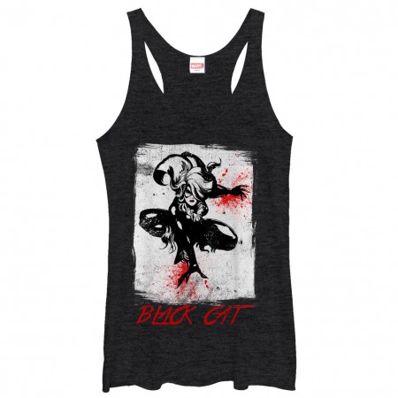 Marvel Teams Grunge Cat Black Juniors Racerback Tank Top