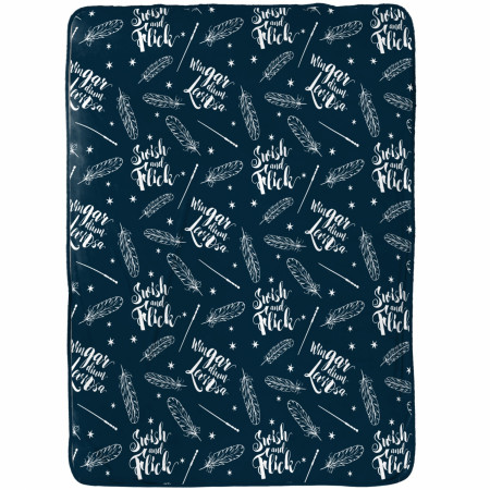 Harry Potter Quills and Spells 60 X 90 Fleece Throw Blanket