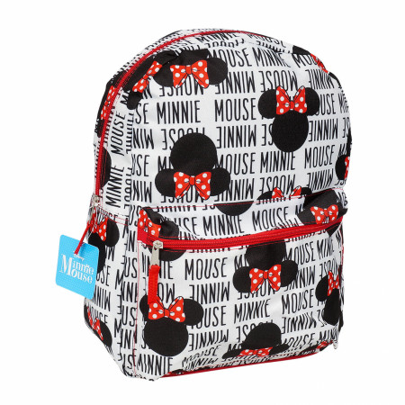 Disney Minnie Mouse Text and Heads All Over Print Backpack