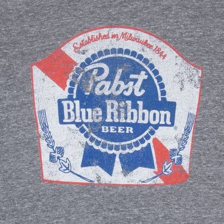 Pabst Blue Ribbon Classic Logo Grey Tee Shirt