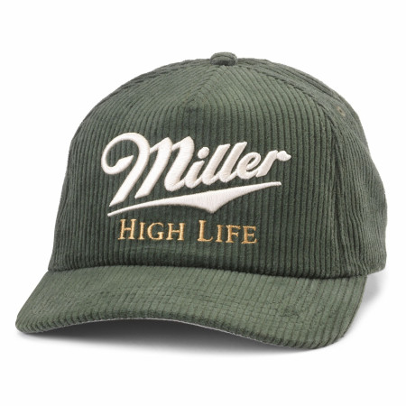 Miller High Life Logo Embroidered Corduroy Adjustable Hat