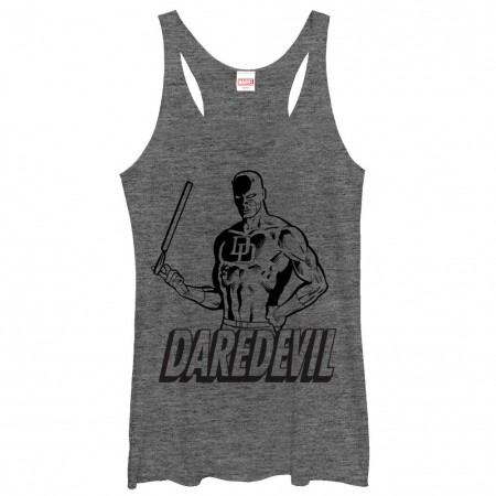 Daredevil Outline Gray Juniors Racerback Tank Top