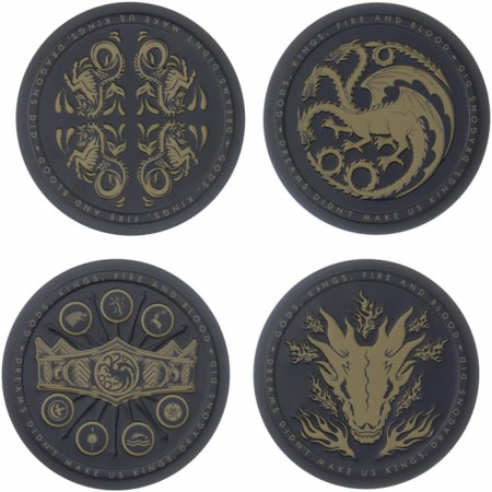 House of The Dragon Cork Backed Metal Coasters