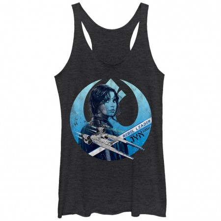 Star Wars Rogue One Rebel Leader Black Juniors Racerback Tank Top