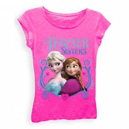 Disney Frozen Girls 7-16 Pink Forever Sisters T-Shirt