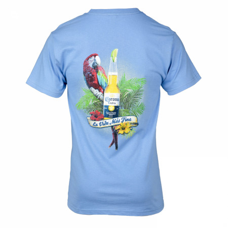 Corona Extra Parrot La Vida Mas Fina Blue Front and Back T-Shirt