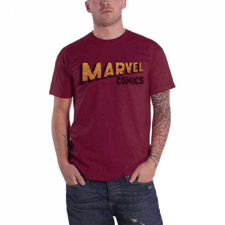 Marvel Comics Warped Logo Maroon Colorway T-Shirt