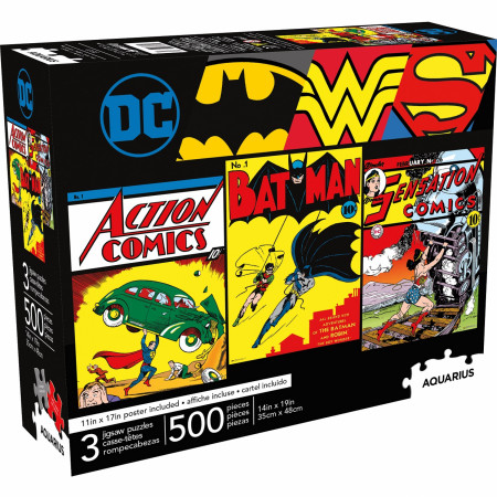 DC Comics Vintage Heroes 3-Pack of 500 Piece Puzzle Set