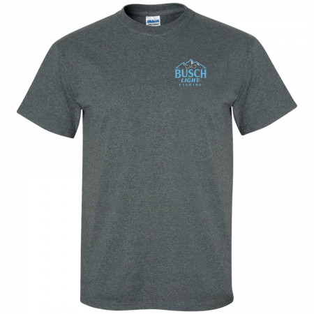 Busch Light Out Fishing Grey Colorway Front and Back Print T-Shirt