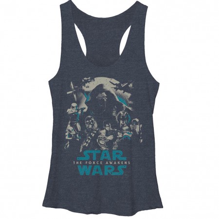 Star Wars Episode 7 Poster Out Blue Juniors Racerback Tank Top