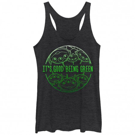 Disney Pixar Toy Story 1-3 Being Green Black Juniors Racerback Tank Top