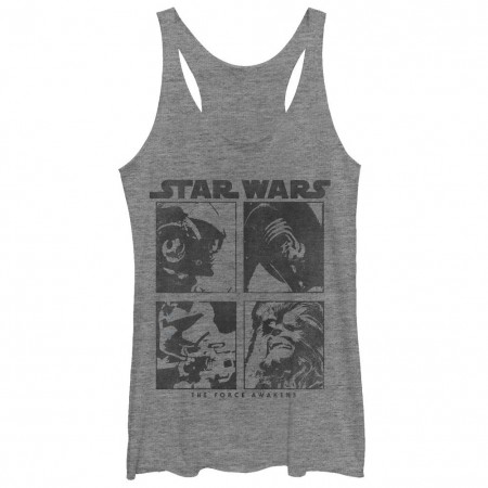 Star Wars Episode 7 Blocked Gray Juniors Racerback Tank Top