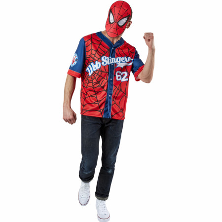 Spider-Man Men's Baseball Jersey Top and Mask