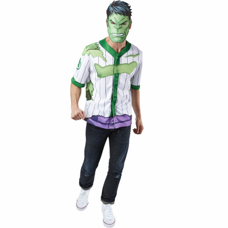 Incredible Hulk Men's Baseball Jersey Top and Mask