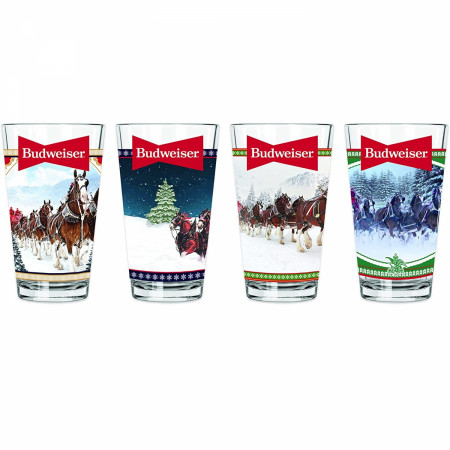 Budweiser Holiday 4-Pack Pint Glass Set