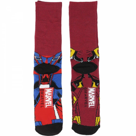 Captain America and Iron Man Character Image 2-Pair Pack of Athletic Socks