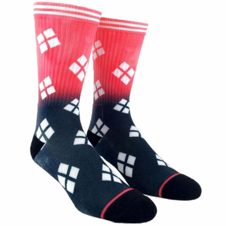 Harley Quinn Red & Black Ombre Crew Socks