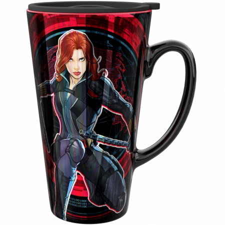 Black Widow Movie 15 Ounce Ceramic Mug With Lid