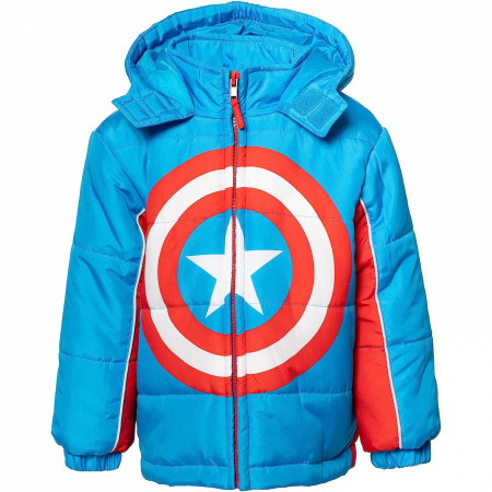 Captain America Shield Logo Puffy Kids Youth Jacket