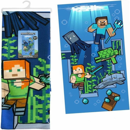 Minecraft Steve and Alex Under the Sea 27" x 54" Beach Towel